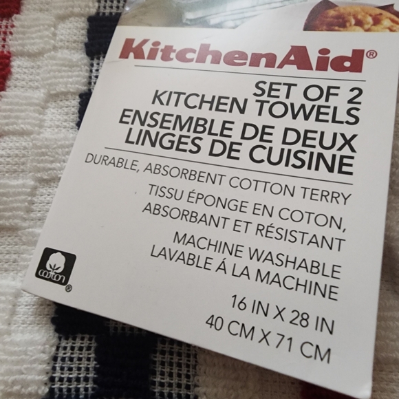 Kitchenaid Kitchen S/2 Towels Red White Blue Patriotic July 4 - Picture 2 of 2